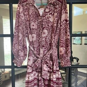 Umgee Floral Burgundy Dress